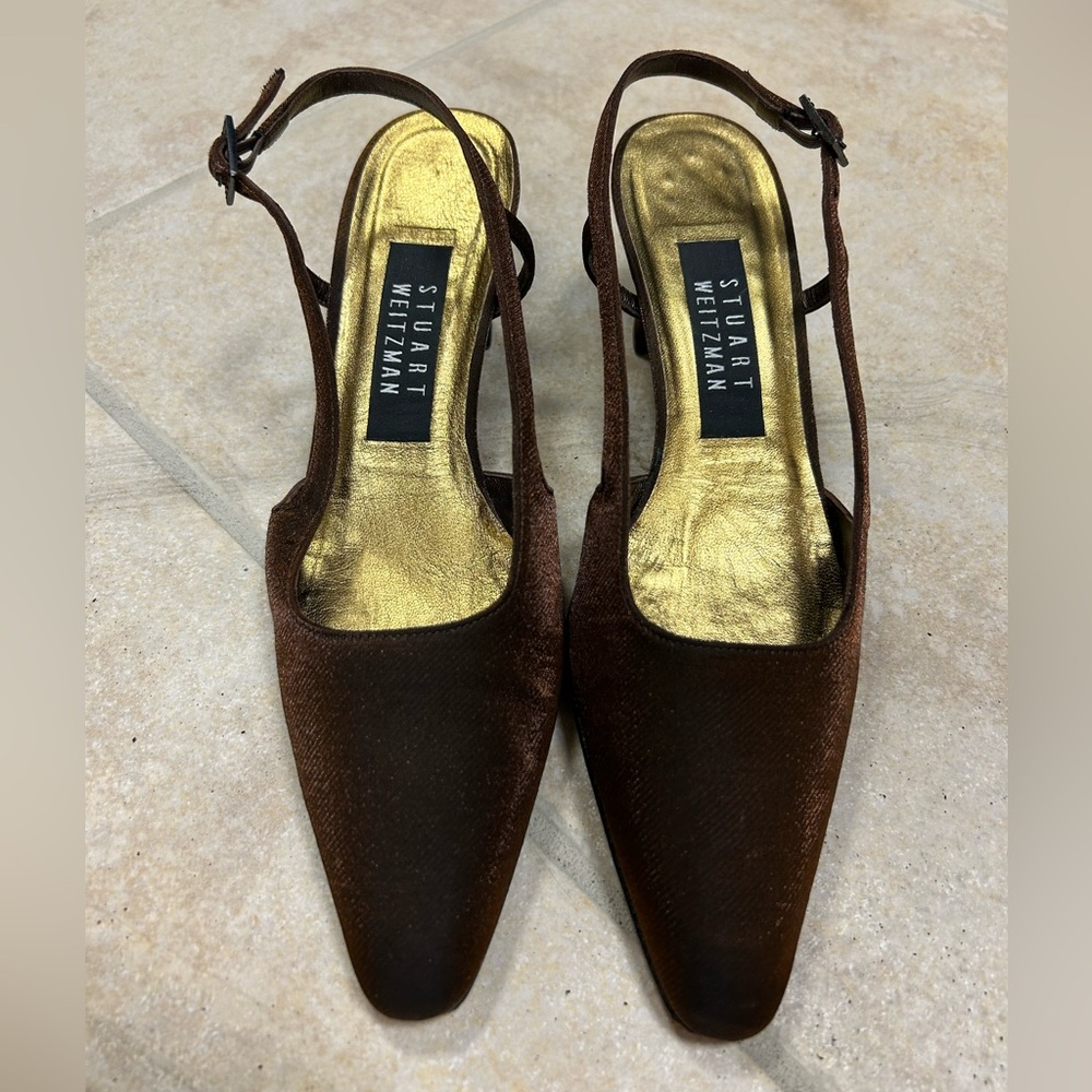Stuart Weitzman Chocolate Brown Slingback Pumps